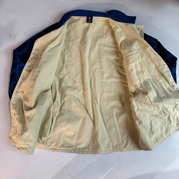 FLAN Labs Find The Farm Blue Cow Print Camouflage Canvas Jacket - Picture 7 of 11